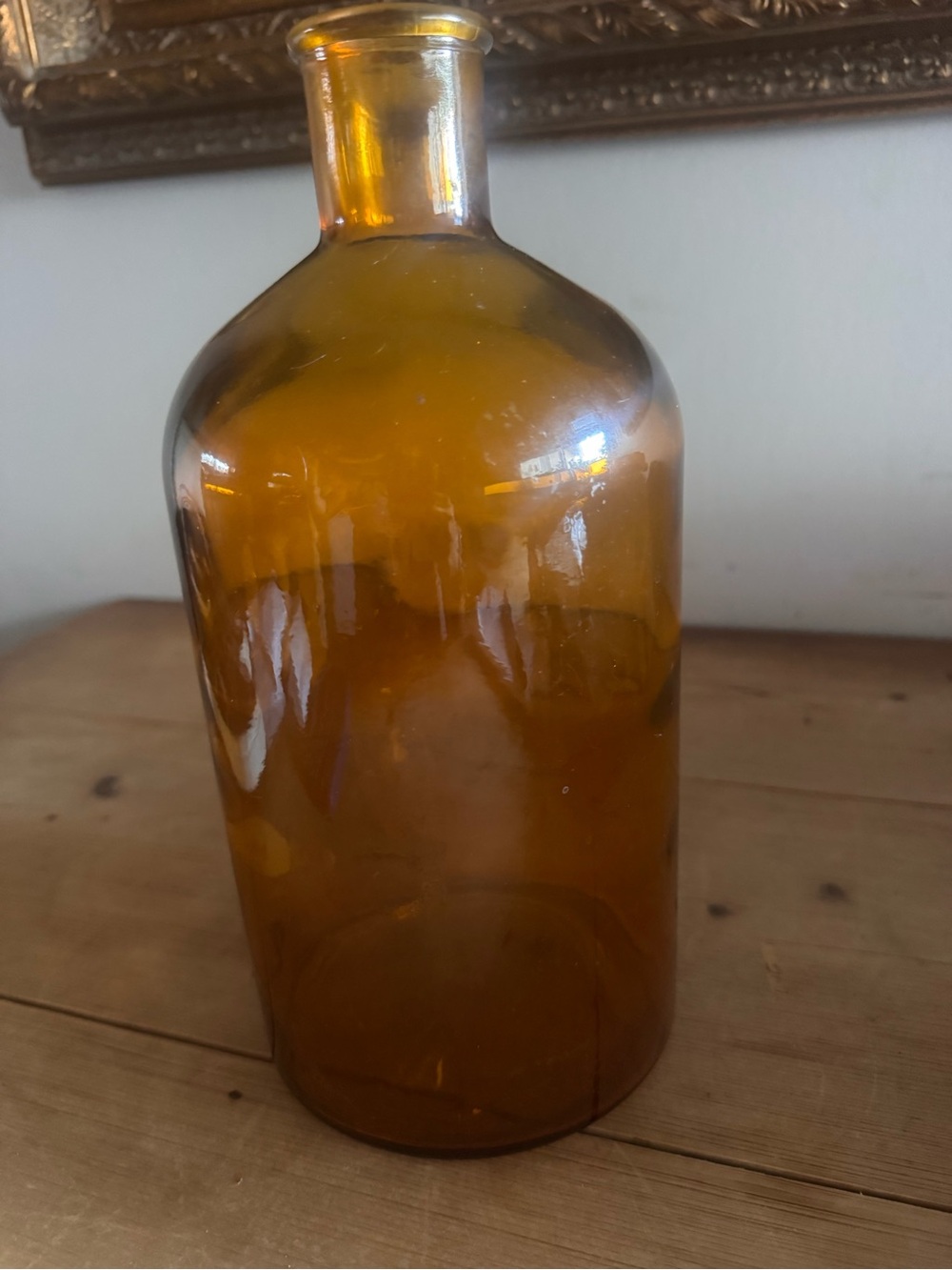 Large 2.7L Vintage Amber Glass Apothecary Bottle